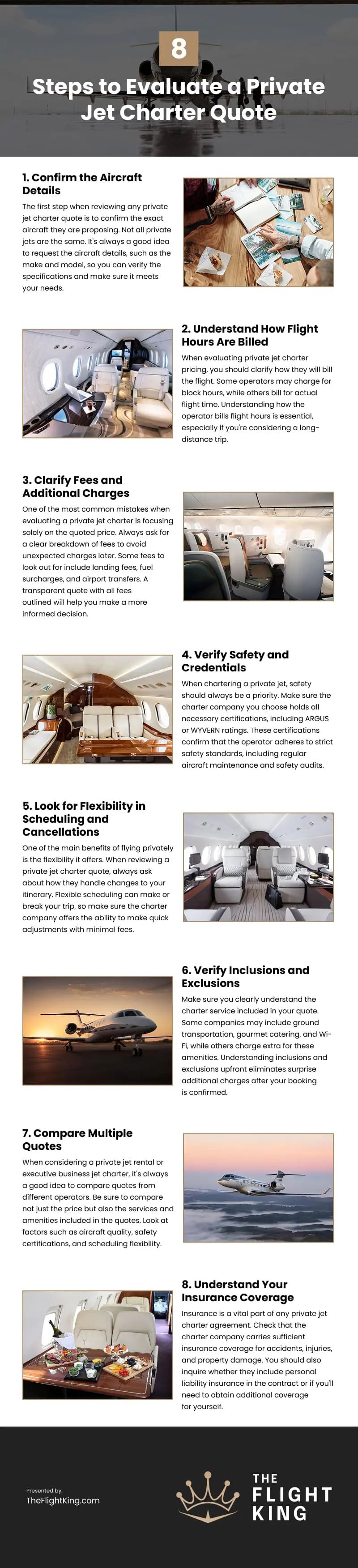 8 Steps to Evaluate a Private Jet Charter Quote Infographic