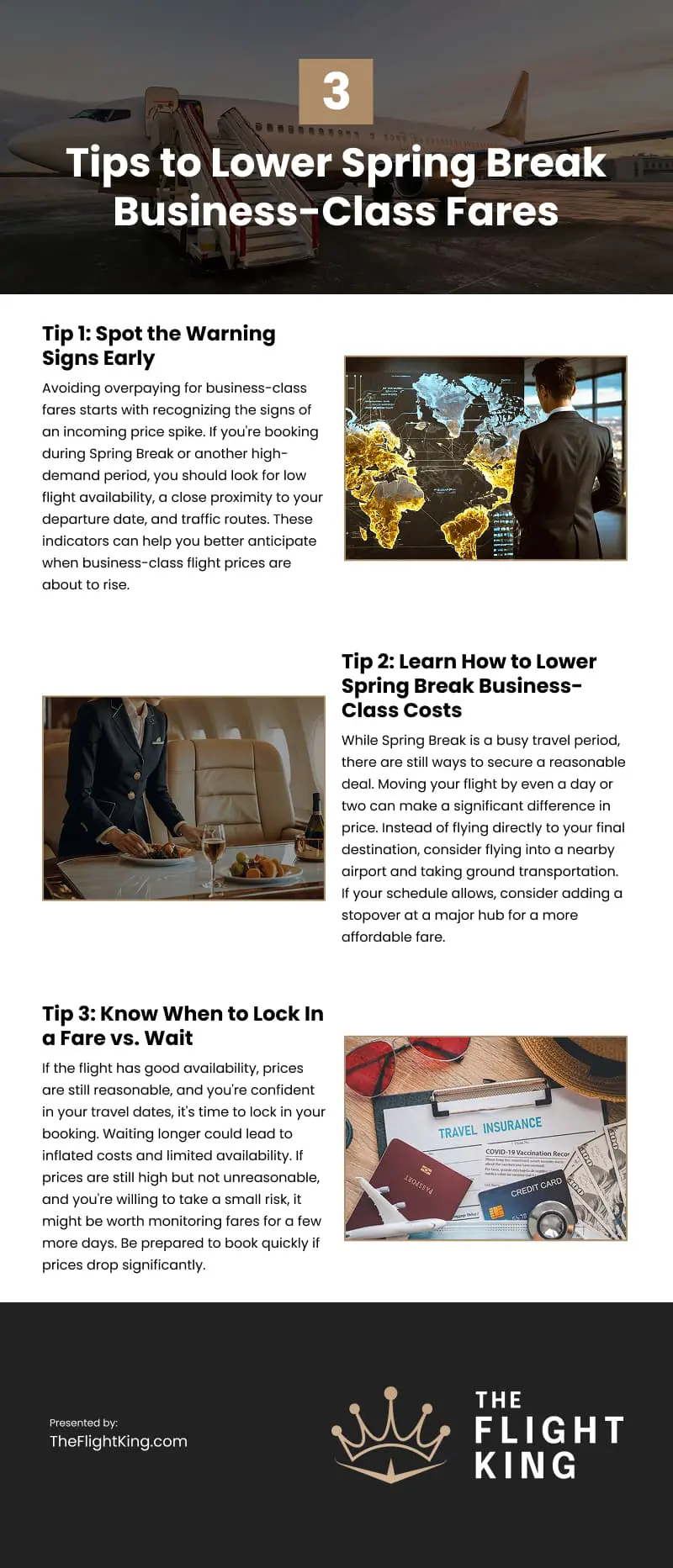 3 Tips to Lower Spring Break Business-Class Fares Infographic