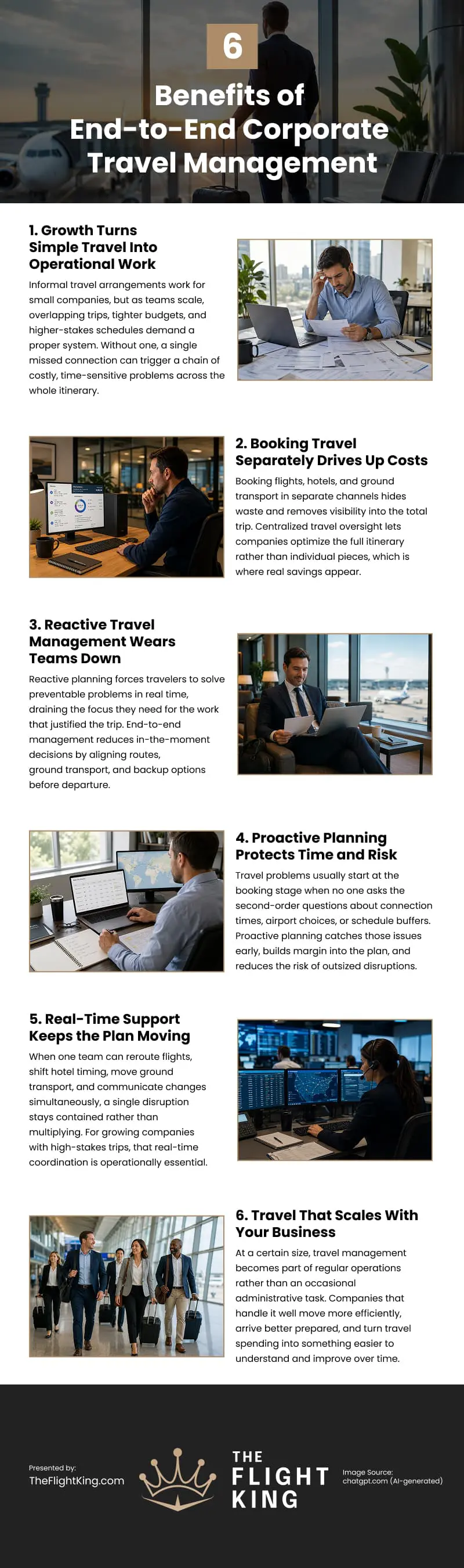 6 Benefits of End-to-End Corporate Travel Management Infographic 6 Benefits of End-to-End Corporate Travel Management Infographic